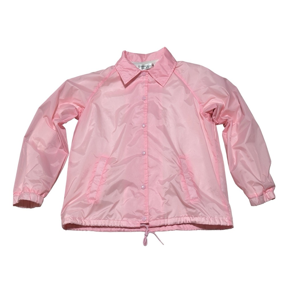Vintage Current Seen Men's Lined Snap Up Bomber Coaches Jacket Pink Sz M 21 x 26